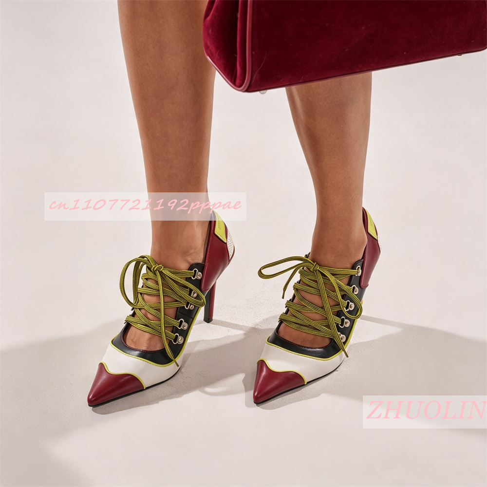 Women Lace Up Pumps Pointed To - Vintage Fashion Online review and price